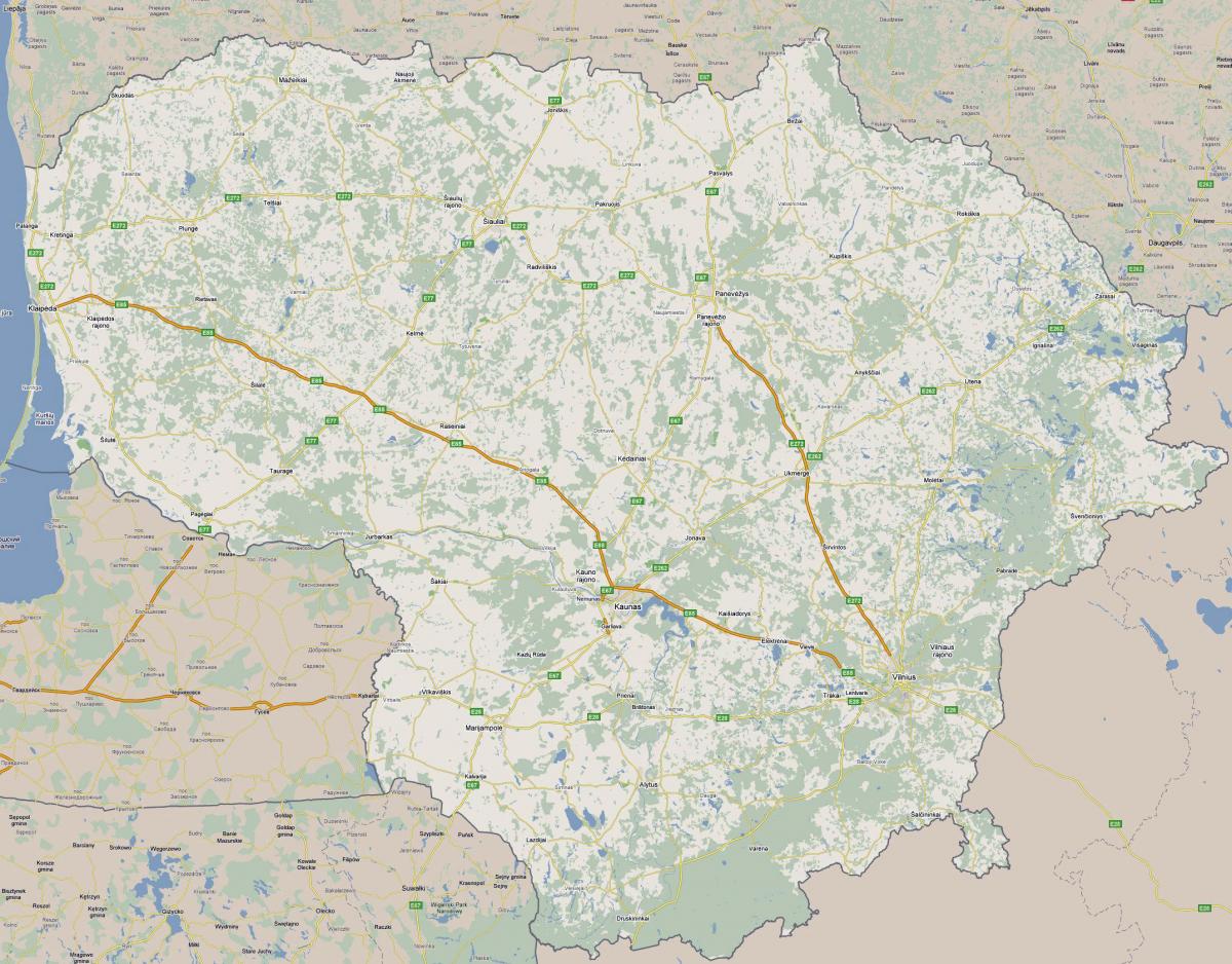 Χάρτης της Λιθουανίας τουριστικά 