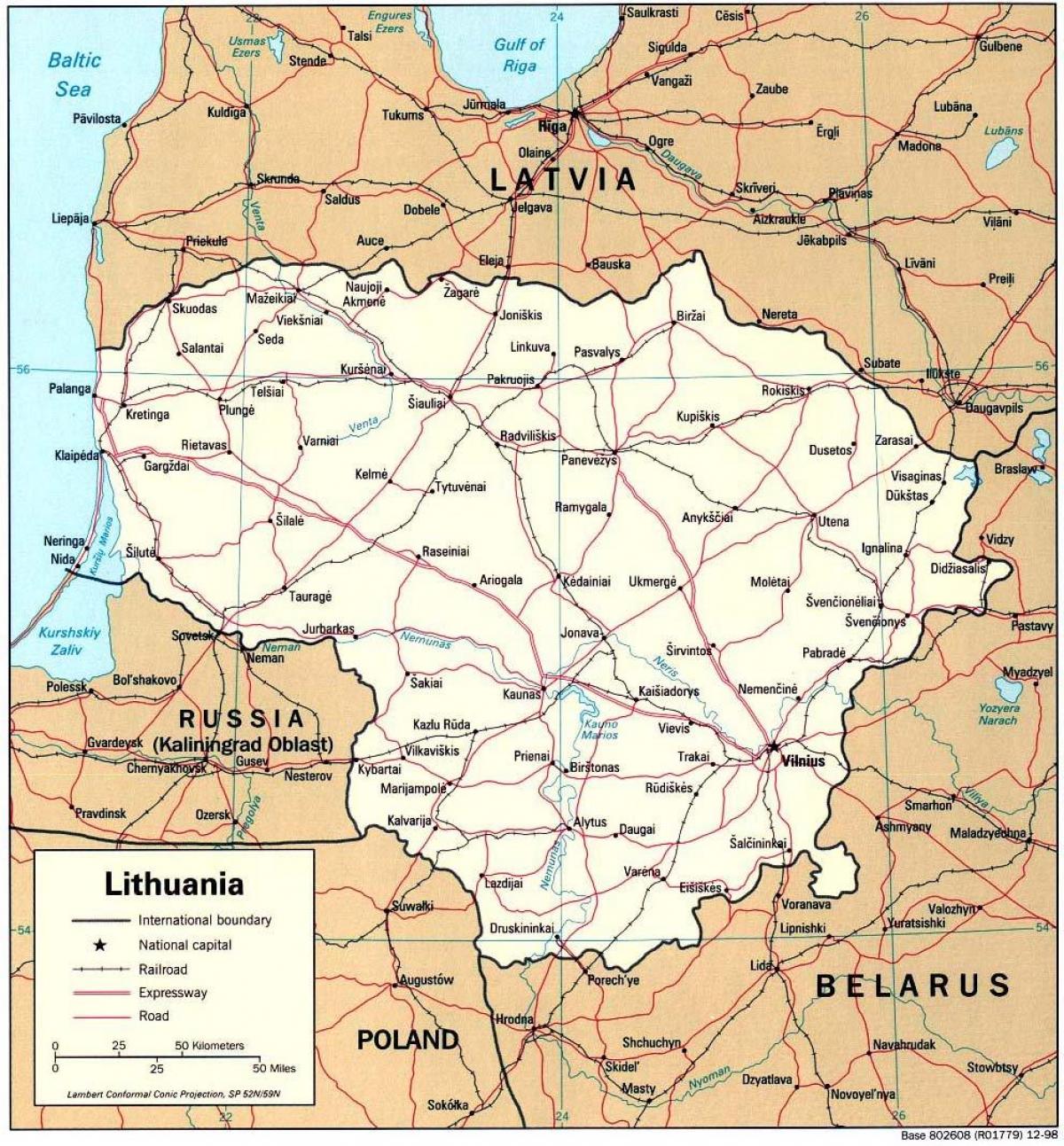 χάρτης που δείχνει τη Λιθουανία
