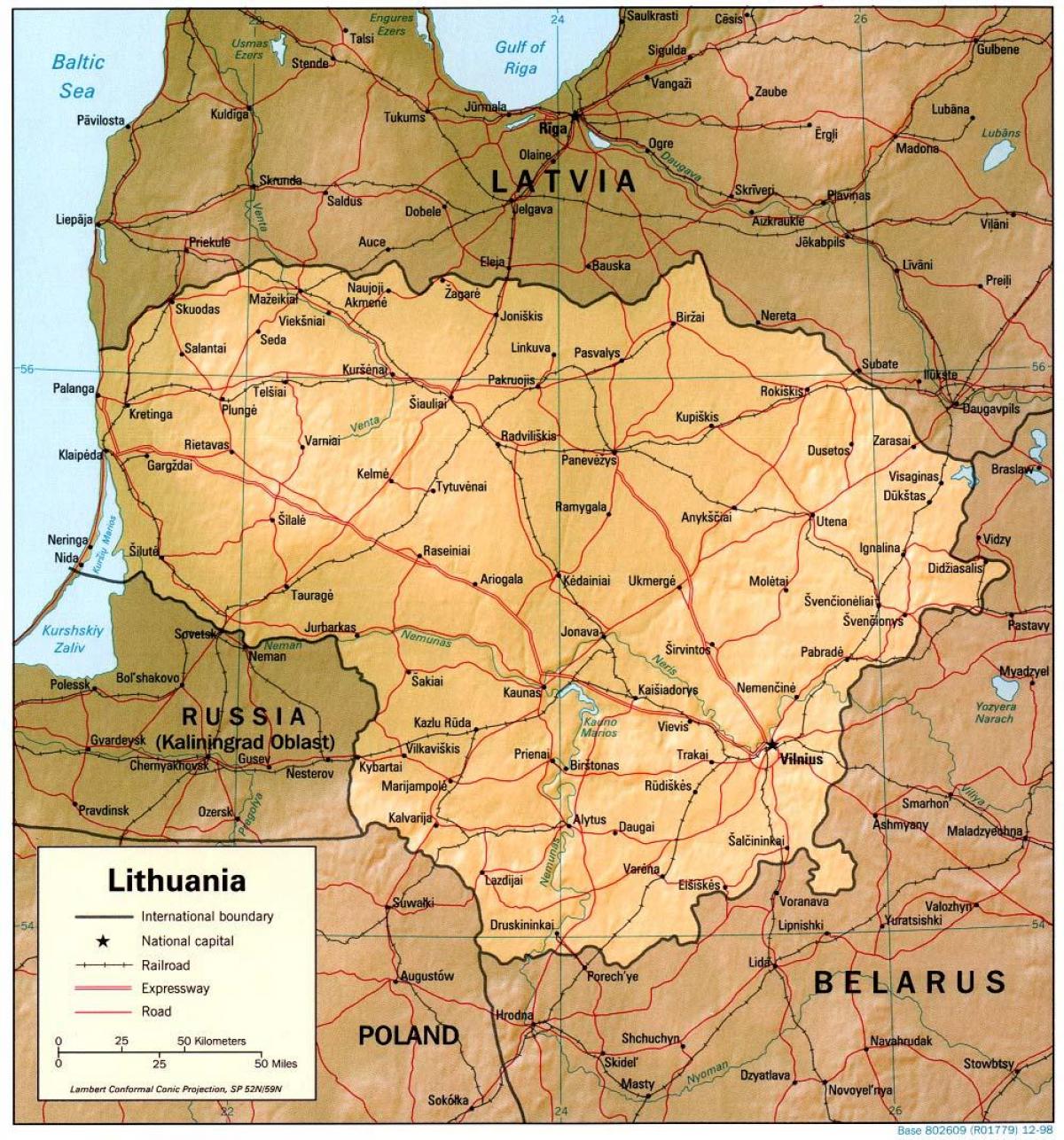 Χάρτη της Λιθουανίας