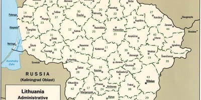 Χάρτης του χάρτη με τις πόλεις της Λιθουανίας