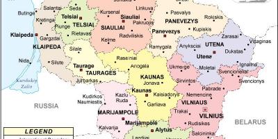 Χάρτης της Λιθουανίας πολιτική